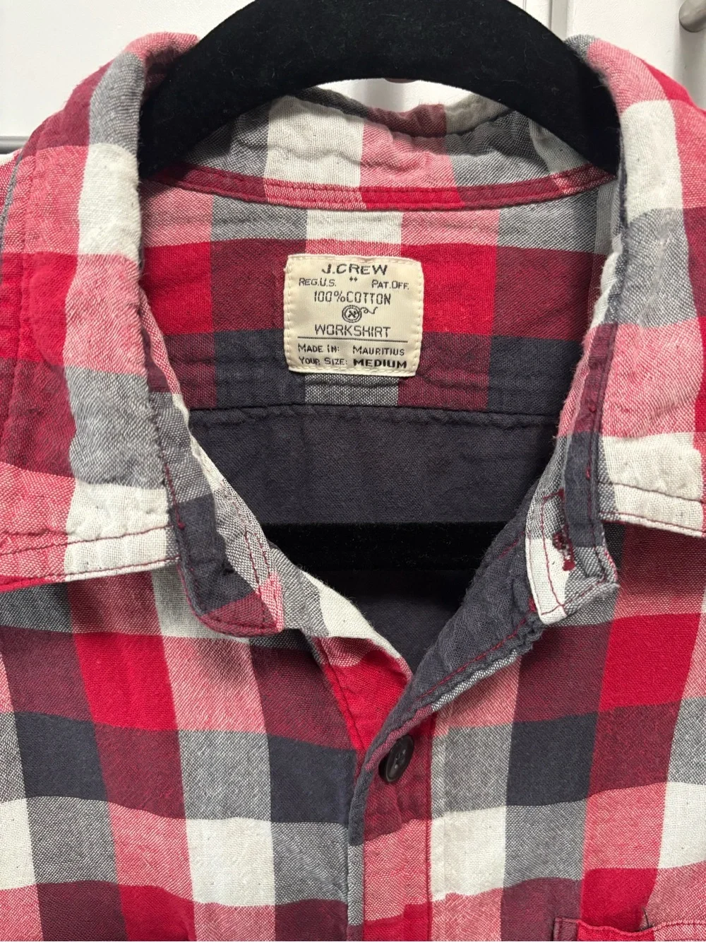 J. Crew Red Black White Plaid Long-Sleeve Button-Down Shirt